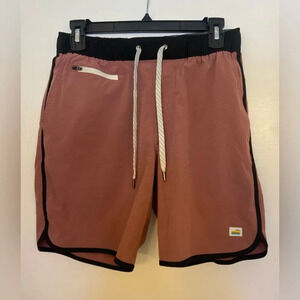 Vuori Banks Shorts Terracotta Slub Stripe Size Small